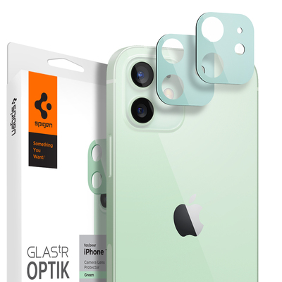 Genuine SPIGEN Glas.tR Optik Lens Tempered Glass for Apple iPhone 12 (6.1-inch) Camera Lens Protector 2 Pcs/Pack [Colour:Green]