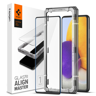 SPIGEN AlignMaster Full Cover Glass Screen Protector for Galaxy A72 [Colour:Black]