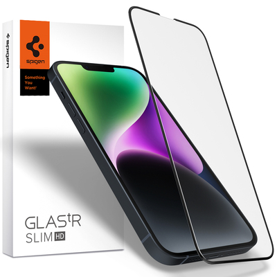 SPIGEN GLAS.tR Slim Full Cover HD Glass Screen Protector for iPhone 14 Plus / 13 Pro Max (6.7-inch) [Colour:Black]