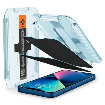 SPIGEN GLAS.tR EZ Fit Privacy 2PCS Glass Screen Protector for iPhone 13 mini (5.4-inch) [Colour:Black]