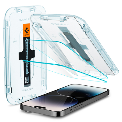 SPIGEN GLAS.tR EZ Fit (Sensor Protection) 2PCS Glass Screen Protector for iPhone 14 Pro (6.1-inch) [Colour:Clear]