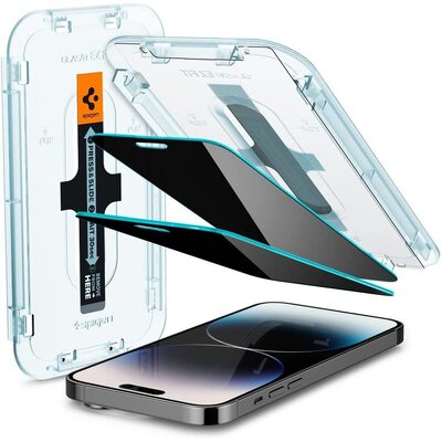 SPIGEN EZ Fit GLAS.tR Privacy 2PCS Glass Screen Protector for iPhone 14 Pro [Colour:Black]