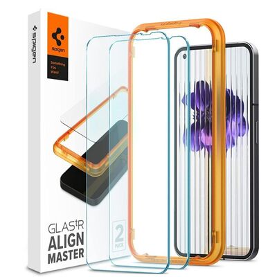SPIGEN AlignMaster GLAS.tR Slim 2 PCS Glass Screen Protector for Nothing Phone (1) [Colour:Clear]
