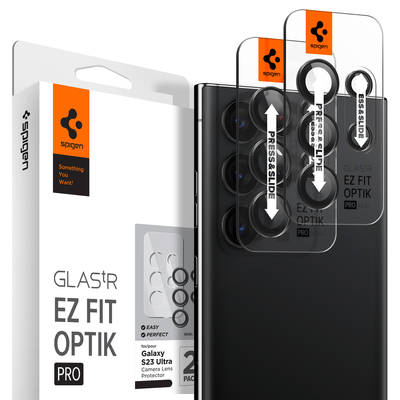SPIGEN GLAS.tR EZ Fit Optik Pro 2PCS Glass Lens Protector for Galaxy S23 Ultra [Colour:Black]