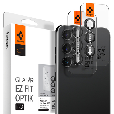 SPIGEN GLAS.tR EZ Fit Optik Pro 2PCS Glass Lens Protector for Galaxy S23 / S23 Plus [Colour:Black]