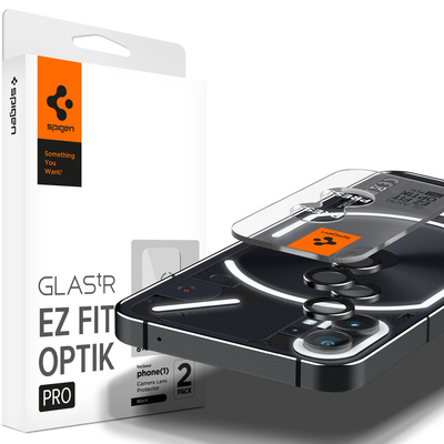 SPIGEN GLAS.tR EZ Fit Optik Pro 2PCS Glass Lens Protector for Nothing Phone (1) [Colour:Black]