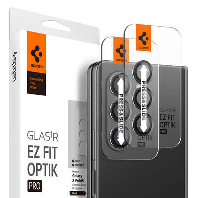 SPIGEN GLAS.tR EZ Fit Optik Pro 2PCS Glass Camera Lens Protector for Samsung Galaxy Z Fold 5 [Colour:Black]