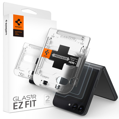 SPIGEN Glas.tR EZ Fit 2PCS Glass Front Screen Protector for Samsung Galaxy Z Flip 5 [Colour:Clear]