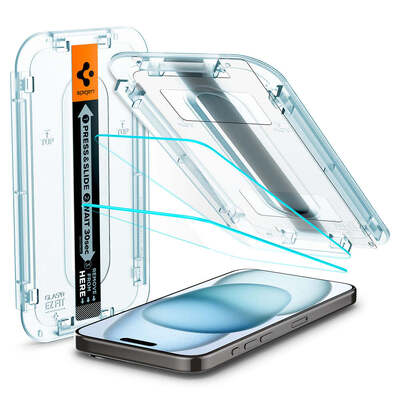 SPIGEN GLAS.tR EZ Fit 2PCS Glass for iPhone 15 / 16 Screen Protector [Colour:Clear]