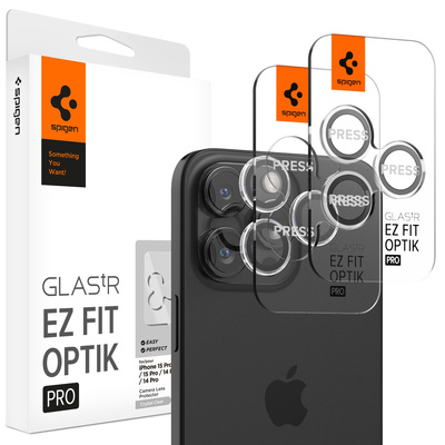 SPIGEN GLAS.tR EZ Fit Optik Pro 2PCS Glass Camera Lens Protector for iPhone 16 Pro/16 Pro Max/15 Pro/15 Pro Max/14 Pro/14 Pro Max [Colour:Clear]