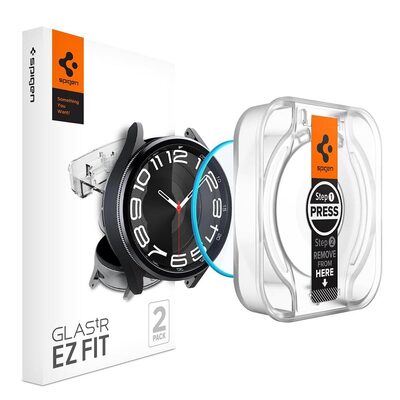 SPIGEN Glas.tR EZ Fit 2PCS Glass Screen Protector for Galaxy Watch 6 Classic 43mm [Colour:Clear]
