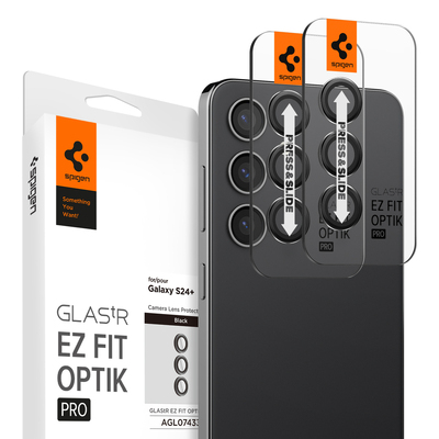 SPIGEN GLAS.tR EZ Fit Optik Pro 2PCS Glass Lens Protector for Galaxy S24 Plus [Colour:Black]