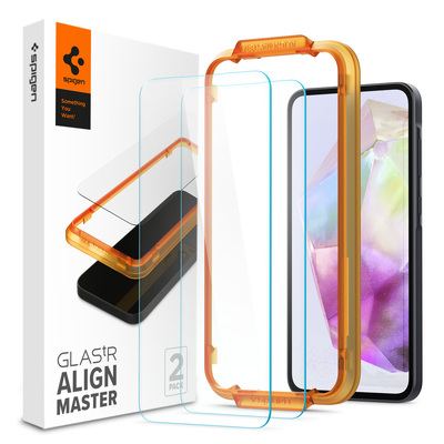 SPIGEN Glas.tR AlignMaster 2 Pcs Glass Screen Protector for Galaxy A35 5G [Colour:Clear]