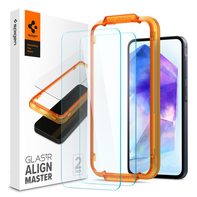 SPIGEN Glas.tR AlignMaster 2 Pcs Glass Screen Protector for Galaxy A55 5G [Colour:Clear]
