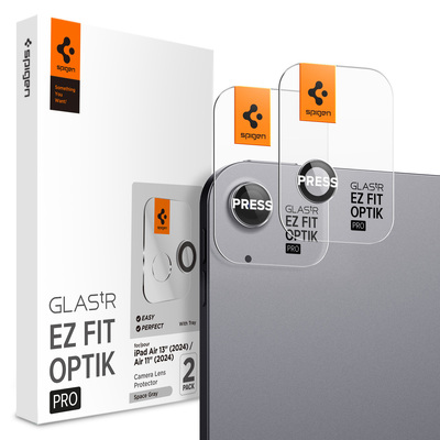 SPIGEN GLAS.tR EZ Fit Optik Pro 2PCS Glass for iPad Air 13-inch M3/M2 (2025/2024) / 11-inch M3/M2 (2025/2024) Camera Lens Protector [Colour:Space Grey
