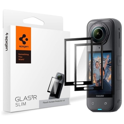 SPIGEN GLAS.tR Slim 2PCS Glass Screen Protector for Insta360 X5 / X4 [Colour:Black]