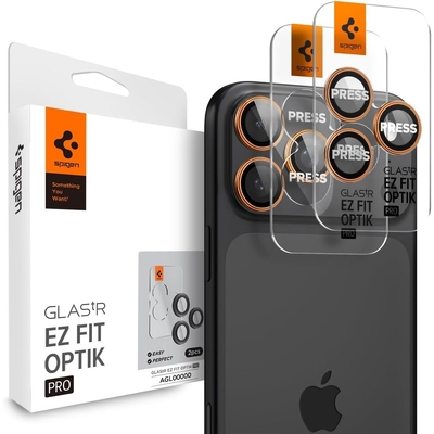 SPIGEN EZ Fit Optik Pro 2PCS Glass for iPhone 17 Pro Max/17 Pro/16 Pro Max/16 Pro/15 Pro Max/15 Pro/14 Pro Max/14 Pro Camera Lens Protector [Colour:Co
