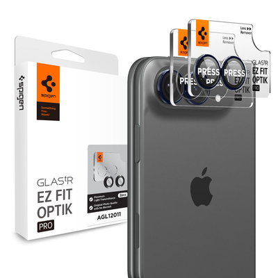 SPIGEN EZ Fit Optik Pro 2PCS Glass for iPhone Fold Lens Protector [Colour:Black]