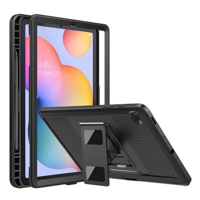Genuine MOKO Shockproof Full Body Rugged Stand Cover for Samsung Galaxy Tab S6 Lite 10.4 Case [Colour:Black]