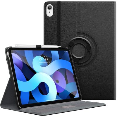 Genuine MOKO 90 Degree Rotating Leather Protective Cover for Apple iPad Air 4 Case [Colour:Black]