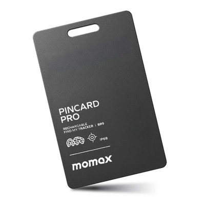 Momax PinCard Pro Rechargeable Find My Tracker Card [Colour:Black]