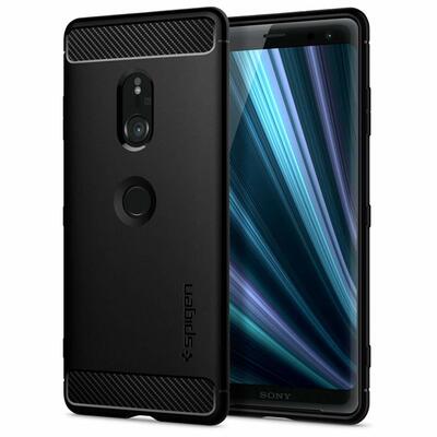 Xperia XZ3 Case, Genuine SPIGEN Rugged Armor Resilient Ultra Soft Cover for Sony [Colour:Black]