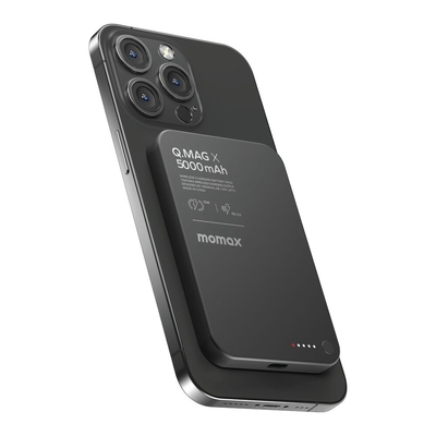 Momax 5000mAh Q.Mag X Magnetic Magsafe Compatible Wireless Power Bank for iPhone MagSafe series / MagSafe Case [Colour:Black]