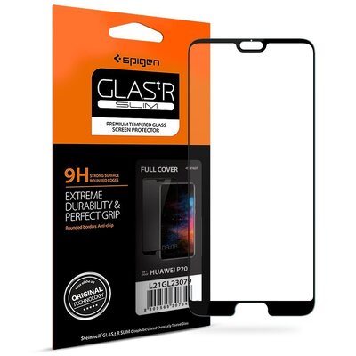 Huawei P20 Screen Protector, Genuine SPIGEN GLAS.tR Full Cover 9H Tempered Glass [Colour:Clear]