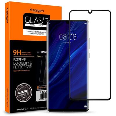 Huawei P30 Pro Screen Protector,Genuine SPIGEN GLAS.tR Full Cover 9H Tempered Glass [Colour:Black]
