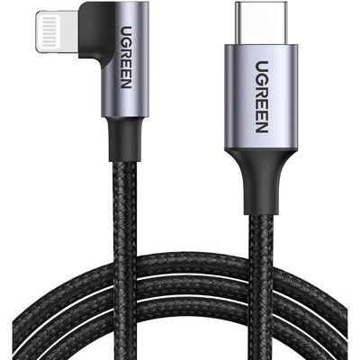 UGREEN 1m USB C to Lightning MFi 60W 3A Right Angle 90 Degree Cable [Colour:Grey]