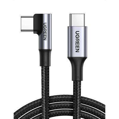 UGREEN 1m USB C to USB C 100W 5A Right Angle 90 Degree Cable [Colour:Black/Grey]