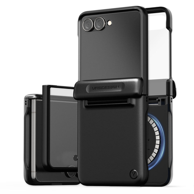 VRS DESIGN Terra Guard Modern Halo 360 MagSafe Compatible for Galaxy Z Flip 7 Case with Built in Screen Protector [Colour:Black]