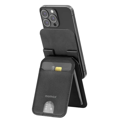 Momax 1-Wallet Magnetic Card Holder with Adjustable Stand for MagSafe Case / iPhone [Colour:Black]