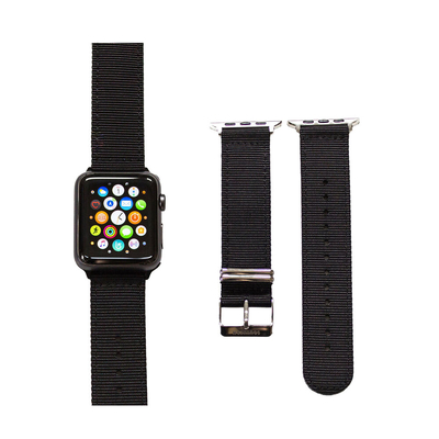 Southern Straps Durable Nylon Band for Apple Watch Series 8/7/6/SE/5/4/3/2/1 (41/40/38mm) [Colour:Black][Buckle:Silver]