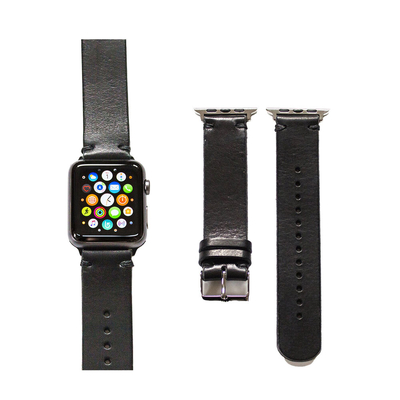 Southern Straps Handcrafted Leather Band for Apple Watch Series Ultra/8/SE2/7/6/SE/5/4/3/2/1 (49/45/44/42mm) [Colour:Black][Buckle:Silver]