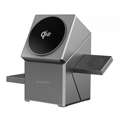 Proove Iron Hide 3 in 1 Wireless MagSafe Charger for MagSafe Case / iPhone MagSafe Series [Colour:Grey]