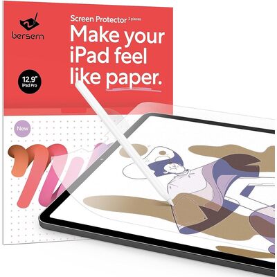 Bersem Paperfeel Film Screen Protector 2PCS for Apple iPad Pro 12.9-inch 6th Gen (2022) / 5th Gen (2021) / 4th Gen (2020) / 3rd Gen (2018) [Colour:Cle