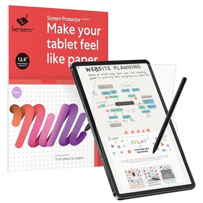 BERSEM Paperfeel Film Screen Protector 2PCS for Samsung Galaxy Tab S8 Plus/S7 FE/S7 Plus/S7 Plus 5G 12.4 [Colour:Clear]