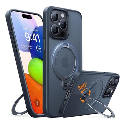 TORRAS UPRO Magnetic Ostand Spin MagSafe Compatible for iPhone 16 Pro Case [Colour:Black]