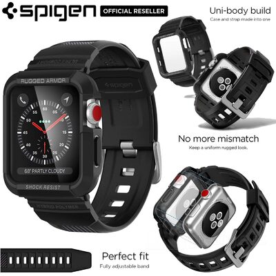 For Apple Watch Series 3/2/1 Case, Genuine SPIGEN Rugged Armor Pro Soft Cover + Strap Band for 38mm