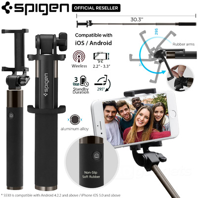 Genuine SPIGEN S530W Aluminum Extendable Wireless Selfie Stick for iPhone/Galaxy