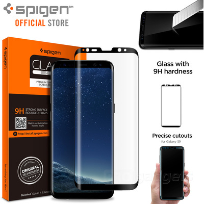 Galaxy S9 Glass Screen Protector, Genuine Spigen GLAS.tR Curved 9H Tempered Glass