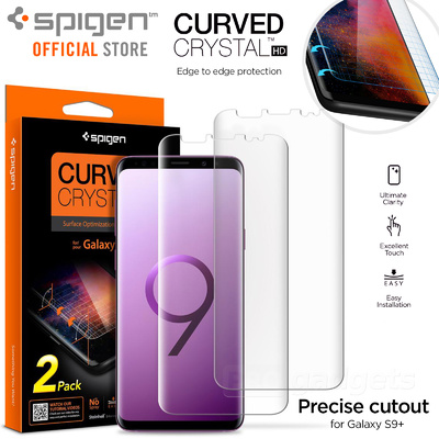 Galaxy S9 Plus Screen Protector Genuine SPIGEN Curved Crystal for Samsung 2PC