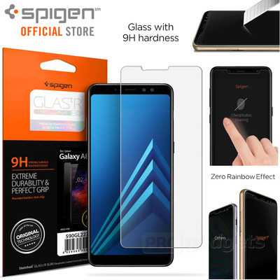 Galaxy A8 2018 Glass Screen Protector Genuine SPIGEN GLAS.tR Slim 9H Tempered Glass 