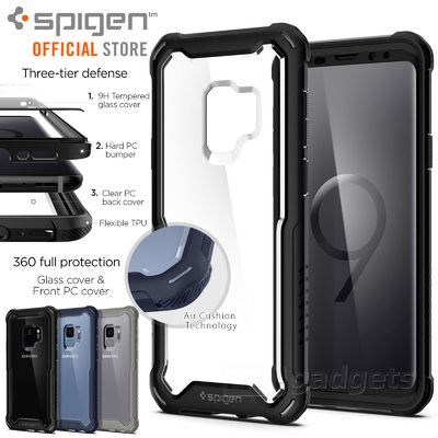 Galaxy S9 Case, Genuine SPIGEN Hybrid 360 Full Body Heavy Duty Cover with Tempered Glass for Samsung