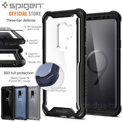 Galaxy S9 Plus Case, Genuine SPIGEN Hybrid 360 Full Body Cover with Tempered Glass for Samsung