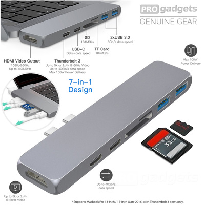 Genuine Moko Thunderbolt 3 Type-C Pro Hub 4K HDMI, Pass-Through /2 USB 3.0