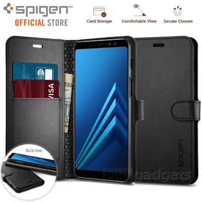 Galaxy A8 2018 Case, Genuine SPIGEN Flip View Wallet S Stand Cover for Samsung