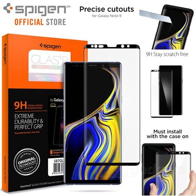 Galaxy Note 9 Screen Protector, Genuine SPIGEN GLAS.tR Curved 9H Tempered Glass
