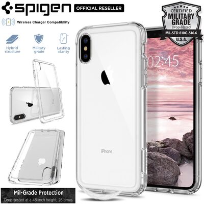 iPhone XS / X Case, Genuine SPIGEN Crystal Hybrid Ultra Tough Cover for Apple
